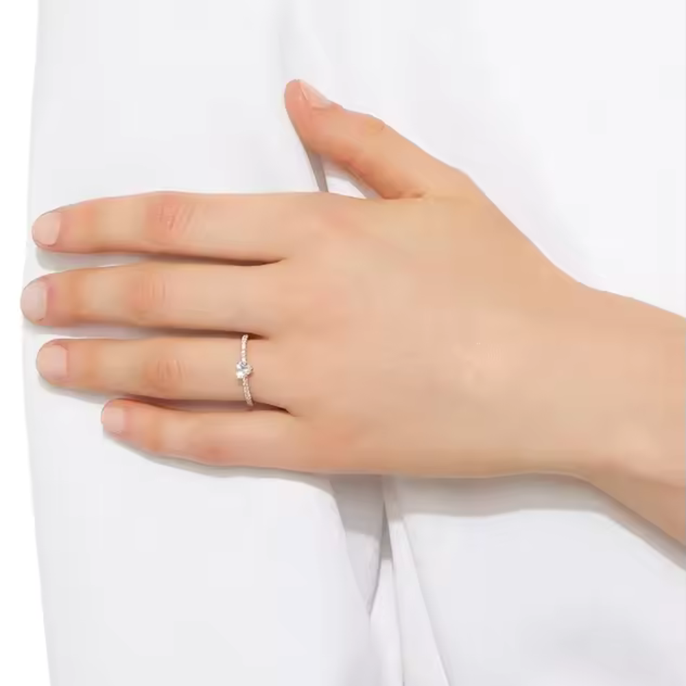 Heart CZ Gold Engagement Ring