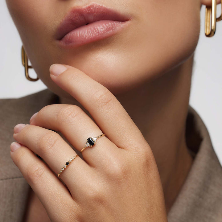 Sophia's Jewels - Black Spinel Baguette Ring