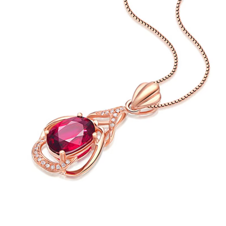 Exquisite Red Crystal Gold Necklace