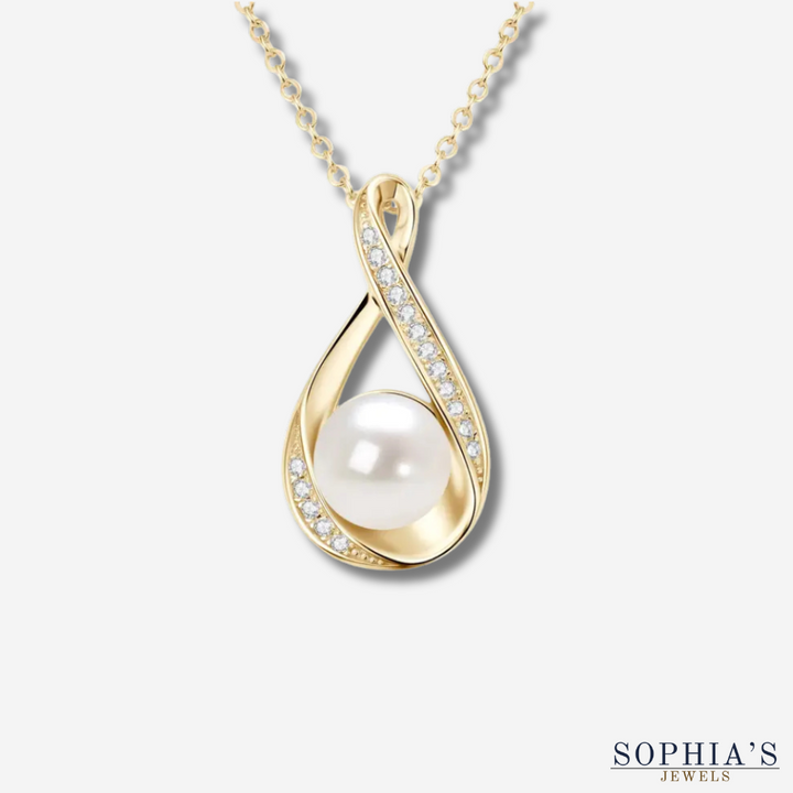 Gold Infinity Pendant with Freshwater Pearl