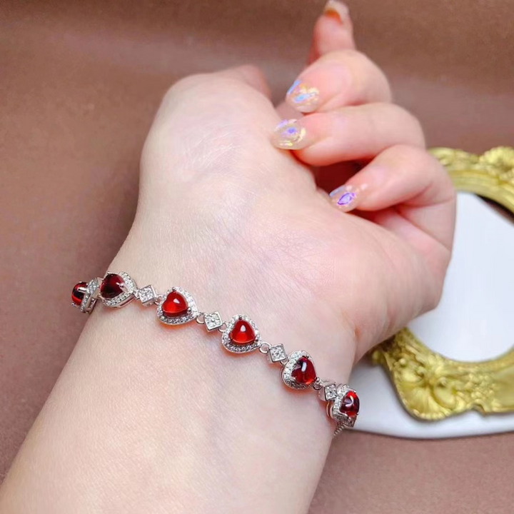 Natural Garnet Friendship Charm Bracelet