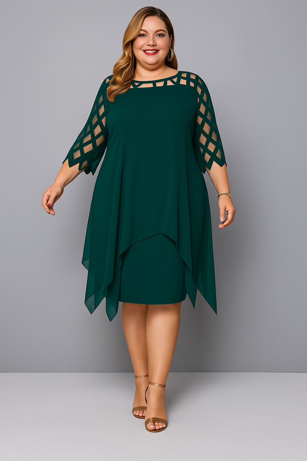 The Talia | Elegant Lace Sleeve Tummy Covering Dress