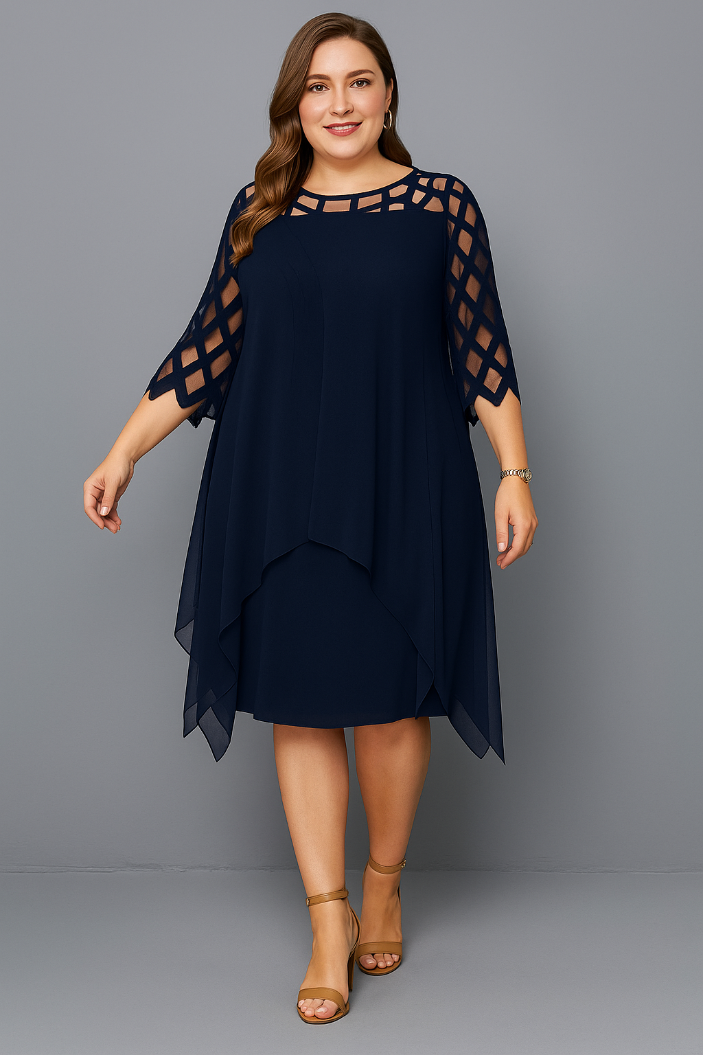 The Talia | Elegant Lace Sleeve Tummy Covering Dress