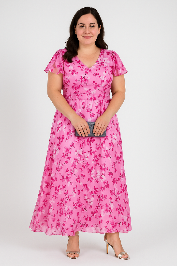 The Poppy | Floral V-neck Tummy Covering Dress