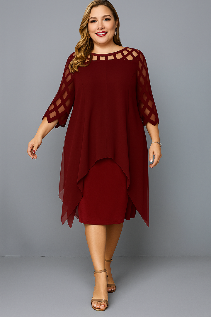The Talia | Elegant Lace Sleeve Tummy Covering Dress
