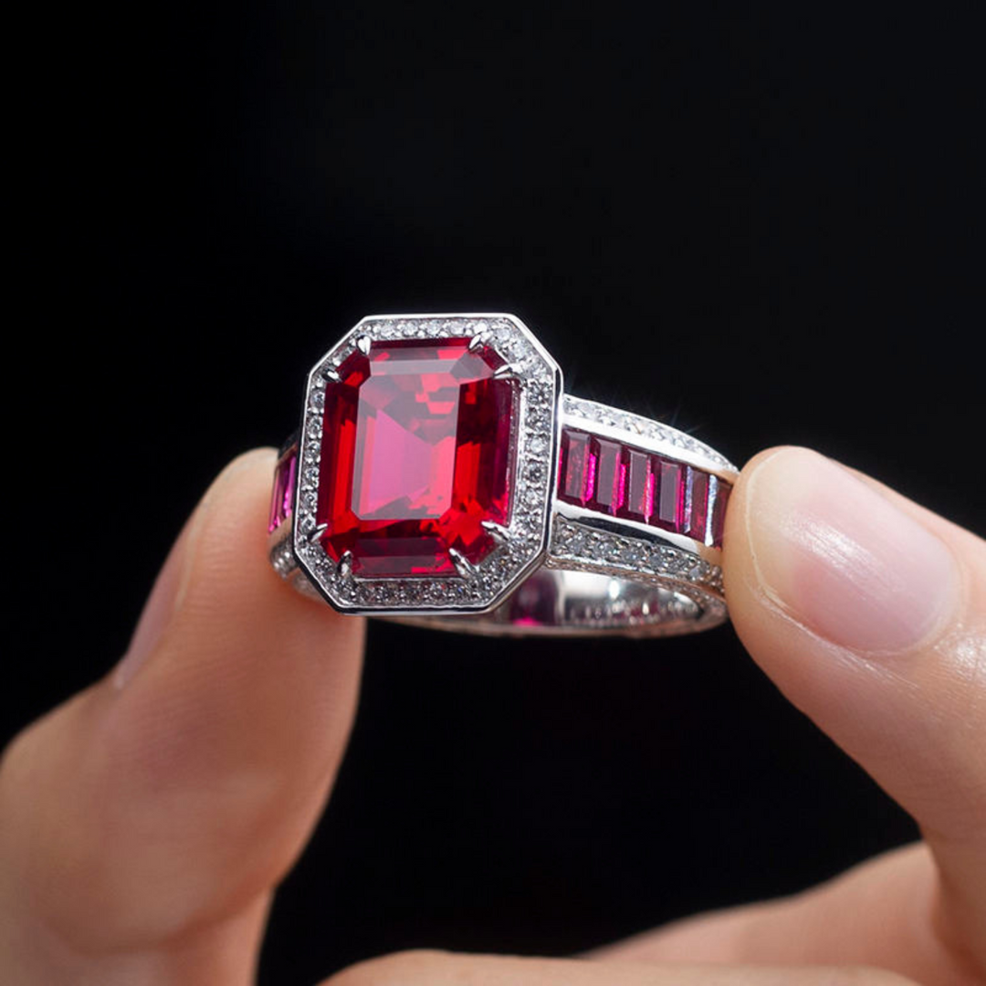 Luxury Lab-Grown Ruby Cut Ring